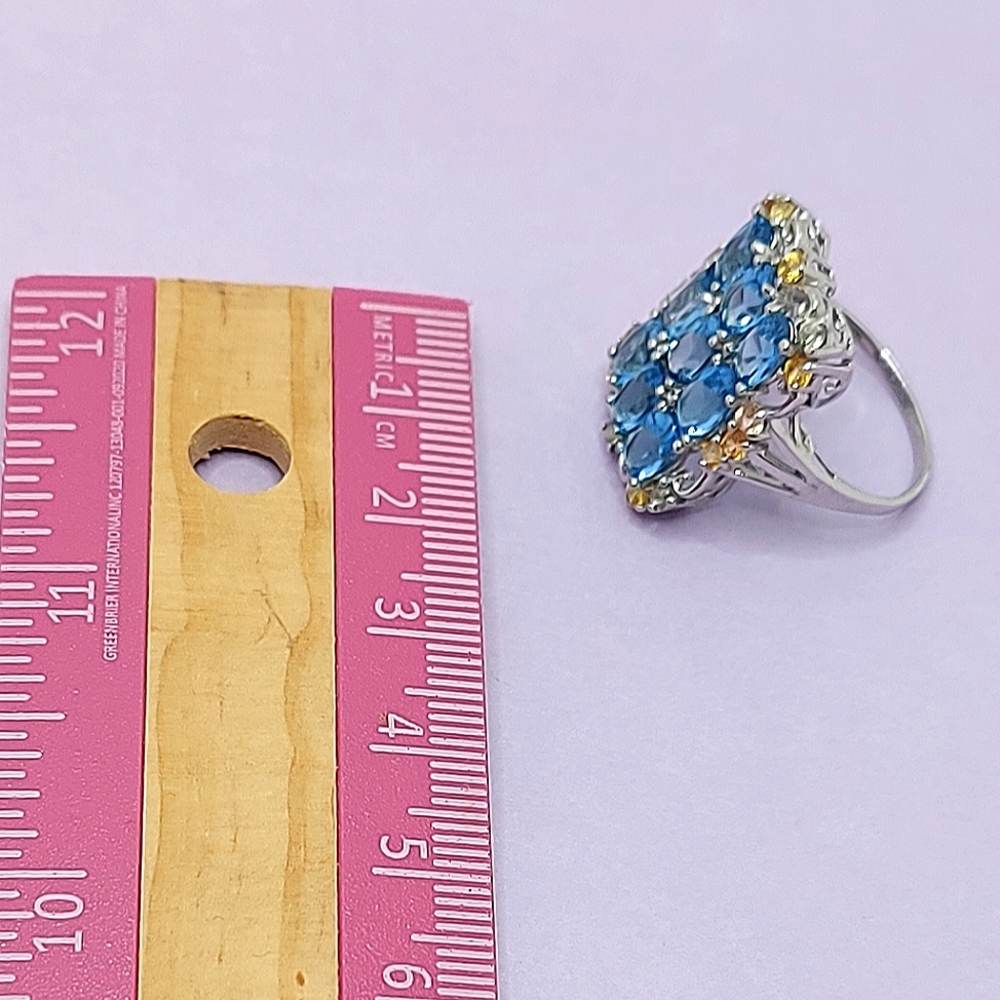 Natural Oval Swiss Blue Topaz 6x4mm  Sapphire 925 Sterling Silver Ring Sz 7‎ - Picture 10 of 13